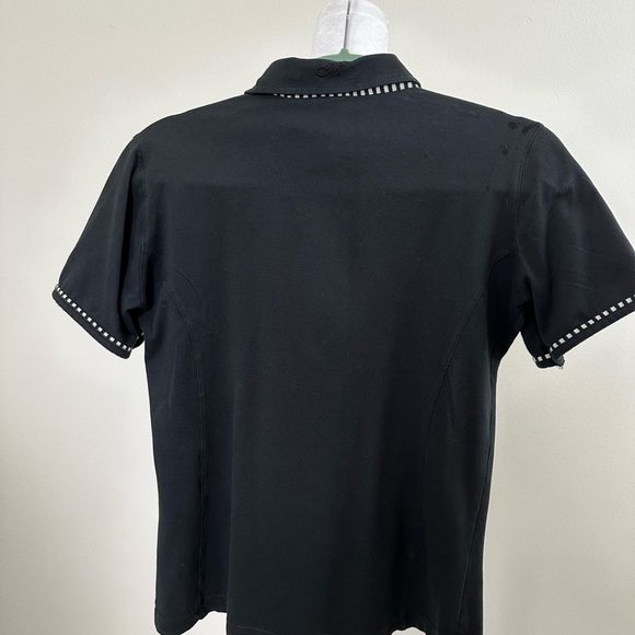 MASTERS Golf Shirt Short Sleeve Accent buttons down Front Size 10 Black/white - Picture 3 of 6